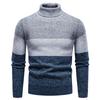 Winter Turtleneck Sweater Men Warm Knitted Pullovers Fashion Striped Thick Knit Sweater Mens Slim Fit Casual Turtleneck Pullover