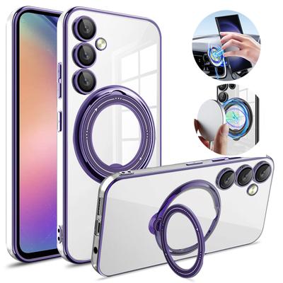 Weiche Plating Klar Ring Für Magsafe Telefon Fall Für Samsung Galaxy S23 S22 Ultra Plus S20 FE A04S A14 A24 a34 A54 A13 A32 A52 A12 4G 5G Silikon Abdeckung
