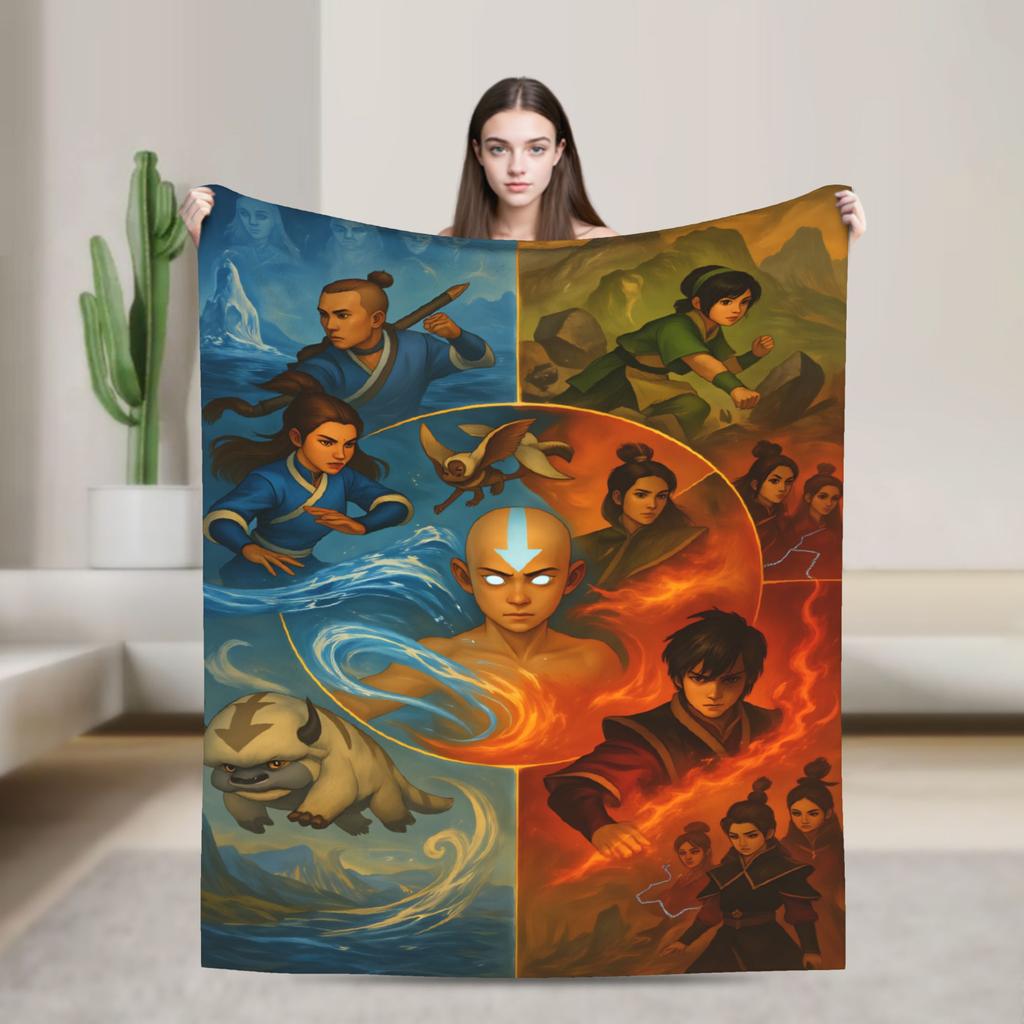 Anime Avatare Avatar - Der Herr der Elemente Plüschdecke Kinder Flanell Überwurfdecke für Sofa Sessel Super Warm Qualität Bettüberwurf