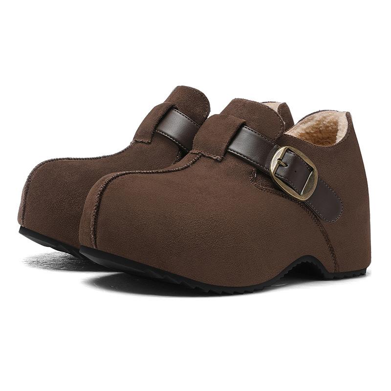 

Casual fleece platform Birkenstock new autumn and winter heightened retro cotton shoes lazy women s shoes snow boots 40