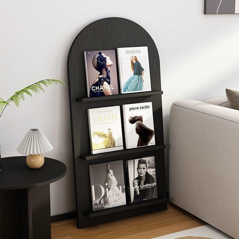 Floor-standing Bookshelf Newspaper Stand Nordic Creative Simple Multi-layer Solid Wood Decorative Display Home Storage Book Nook