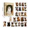 Katzen Adventskalender 2025 24 Tage Weihnachts-Countdown Mit 24 Verschiedenen Rassen 2D Acryl Niedliche Kätzchen Weihnachtsbaumschmuck