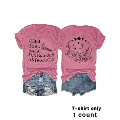 Camiseta Feminina de Verão Nova, Confortável, Estampada, Manga Curta e Gola Redonda