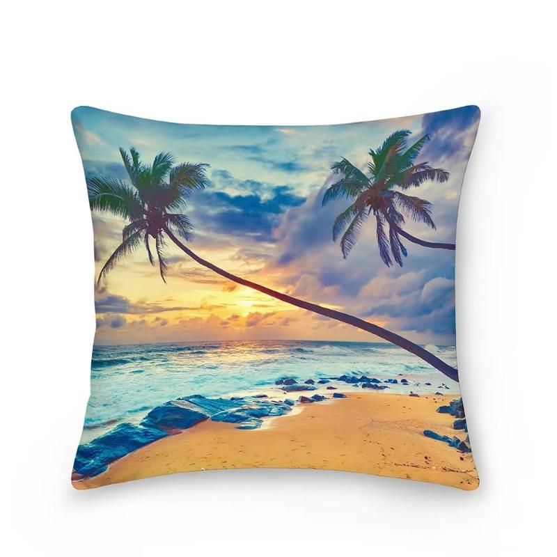 Landscape Pattern Decorative Cushion Cover Polyester Pillow Cover Throw Pillowcase Sofa Chair Bedroom Home Decoration 45X45Cm