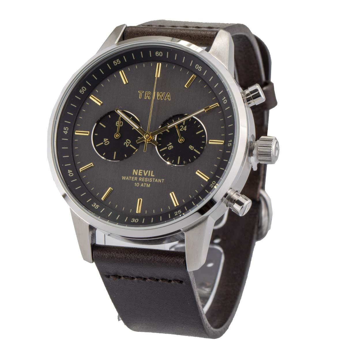 

TRIWA Unisex Neville Chronograph Dark Brown Leather Charcoal Grey Watch [TRIWA] Men s Women NEST114-CL010412 [Item]