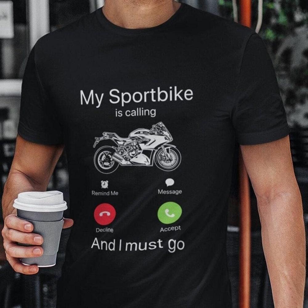 Funny Sportbike Calling T-Shirt: Motorcycle Lover Gift M