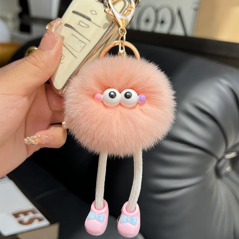 Non-Toxic Cute Big Eyes Plush Toys Keychain Cartoon Briquettes Keychain Briquettes Car Keychain Pendant Korean Plush School Bag Pendant