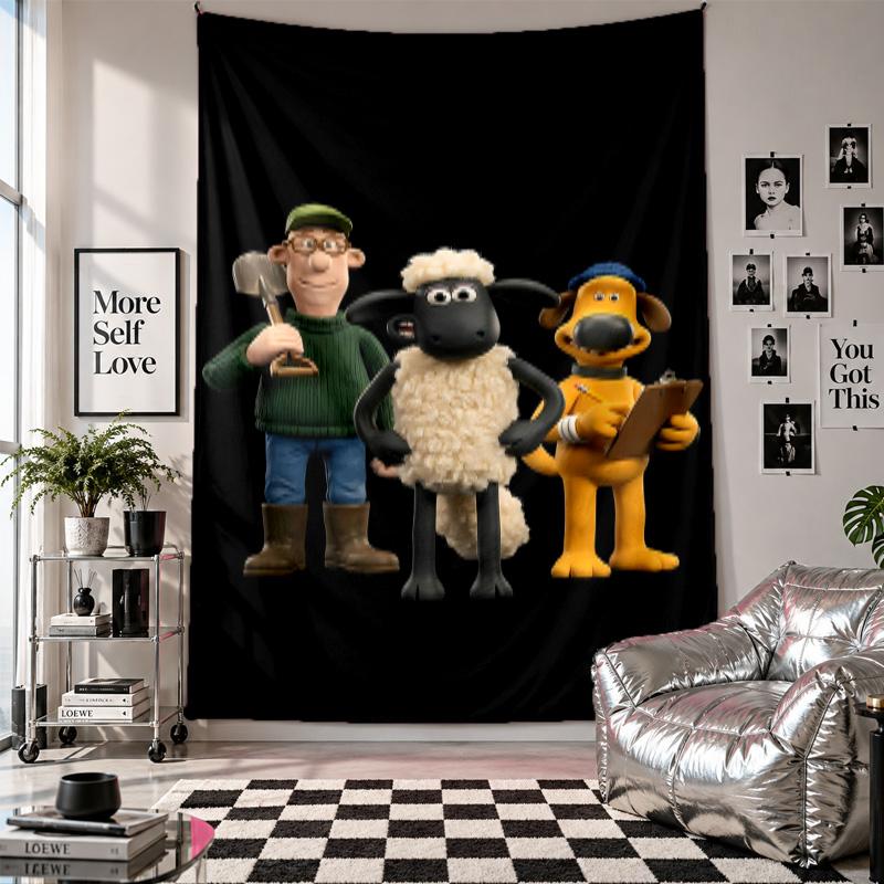 Wall TapestryShaun the Sheep Art Hanging Cloth Decorative Background Cover for Room Decoration