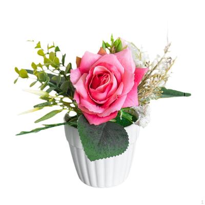 Artificial Potted Rose Flowers Fake Plants Decoration Table Ornament for Banquet Bedroom
