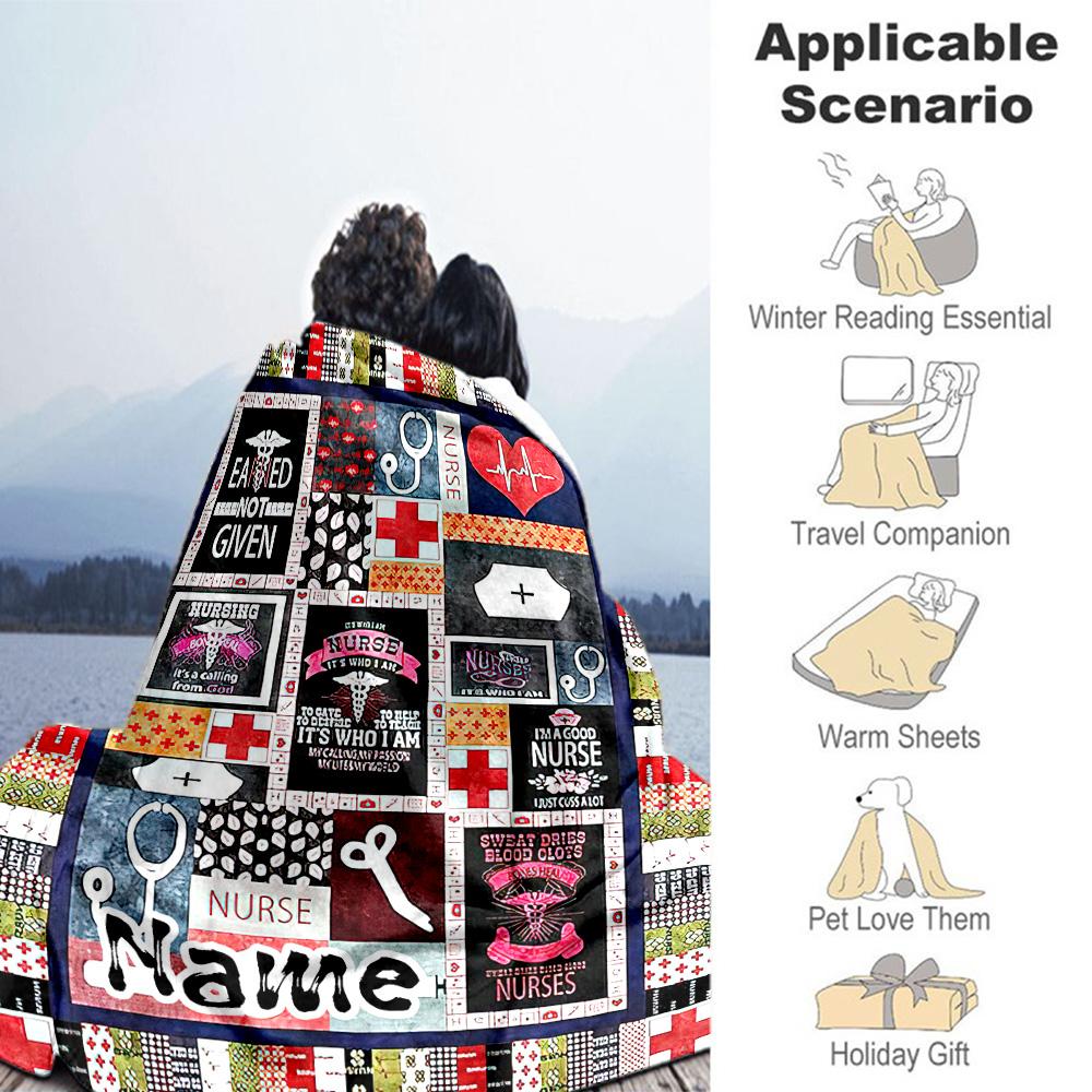 Nurse Style565 Customize Your Name Blanket Multi-purpose Personalized Blanket Soft & Cozy Versatile for Sofa Nap Bedding Home Decor for All Occasions