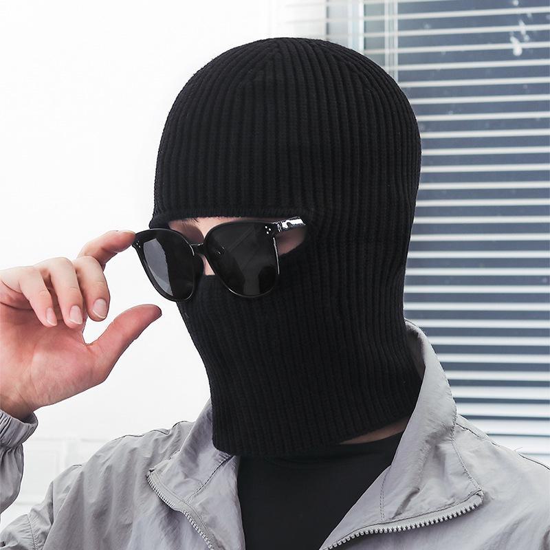 Winter Knitted Balaclava: Unisex Two-Piece Warm Wool Hat & Mask