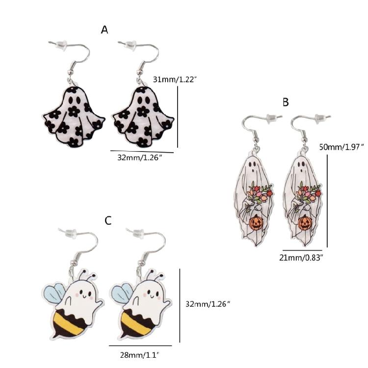 Halloween Ghost Pendant Earrings Jewelry Creative Handmade Drop Dangle Earri