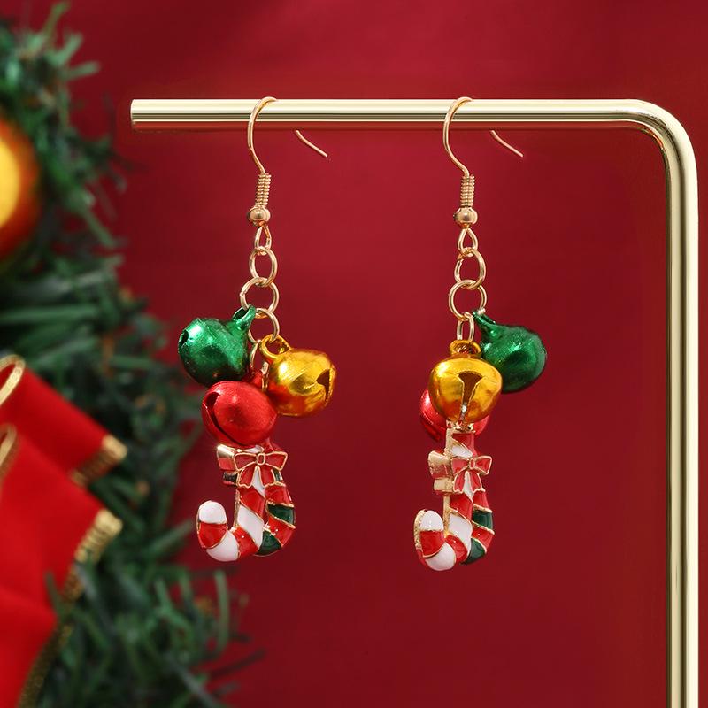 European-American Creative Christmas Earrings: Festive Bells & Tree Studs