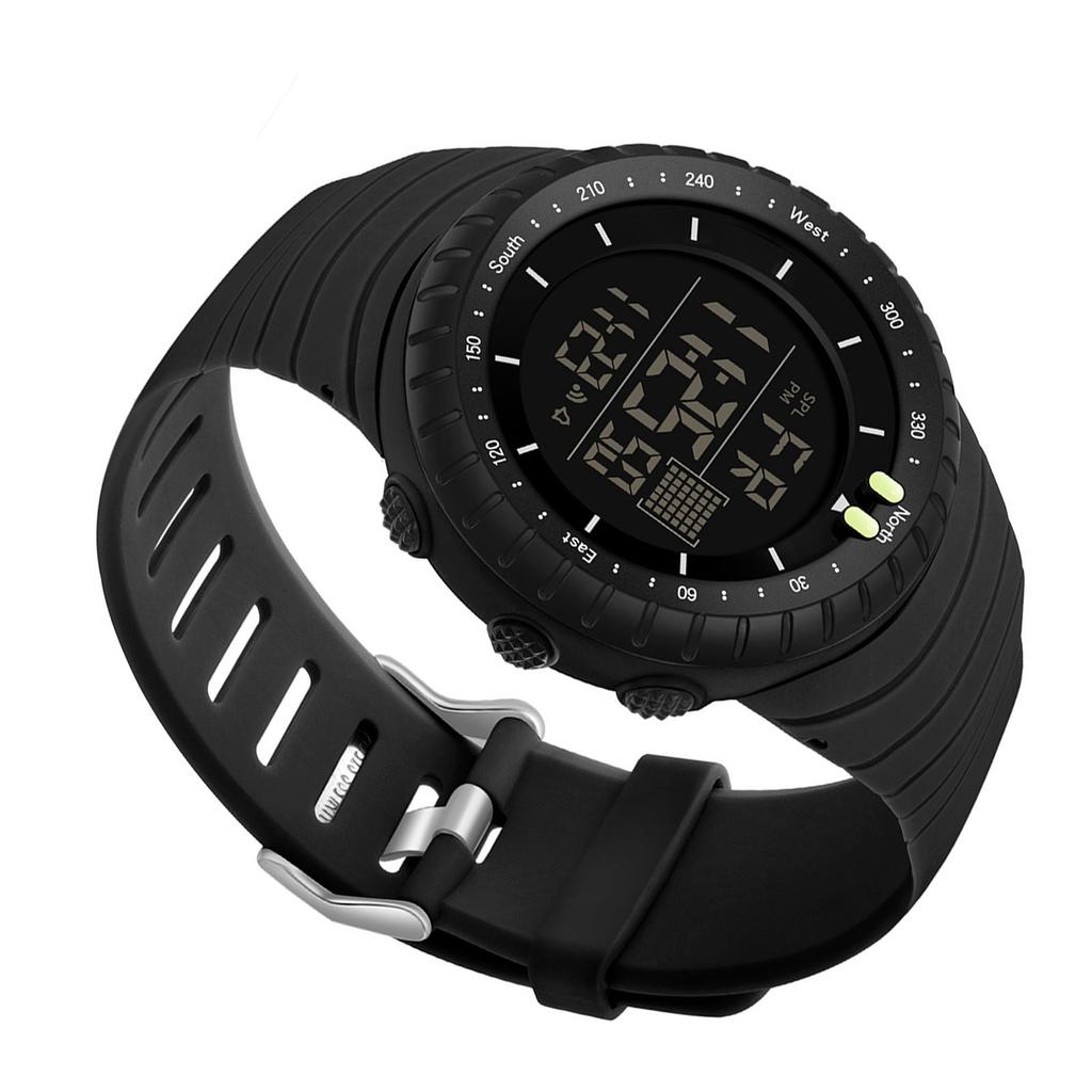 Electronic Sports Watch Waterproof Night Light Large Screen Quick Release Strap Digital Watch Black