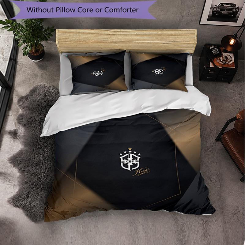 Brazil Football Pattern 3 Pieces Bedding Set Soft Microfiber Duvet Cover with Pillow Cases for Bedroom