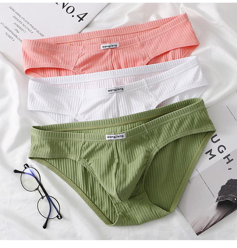Men's Ribbed Cotton Briefs - Sexy, Breathable, and Trendy U-Convex Design