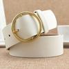 Gold Round Buckle Women'S Pu Belt Skirt Decorative Jeans Belt Women