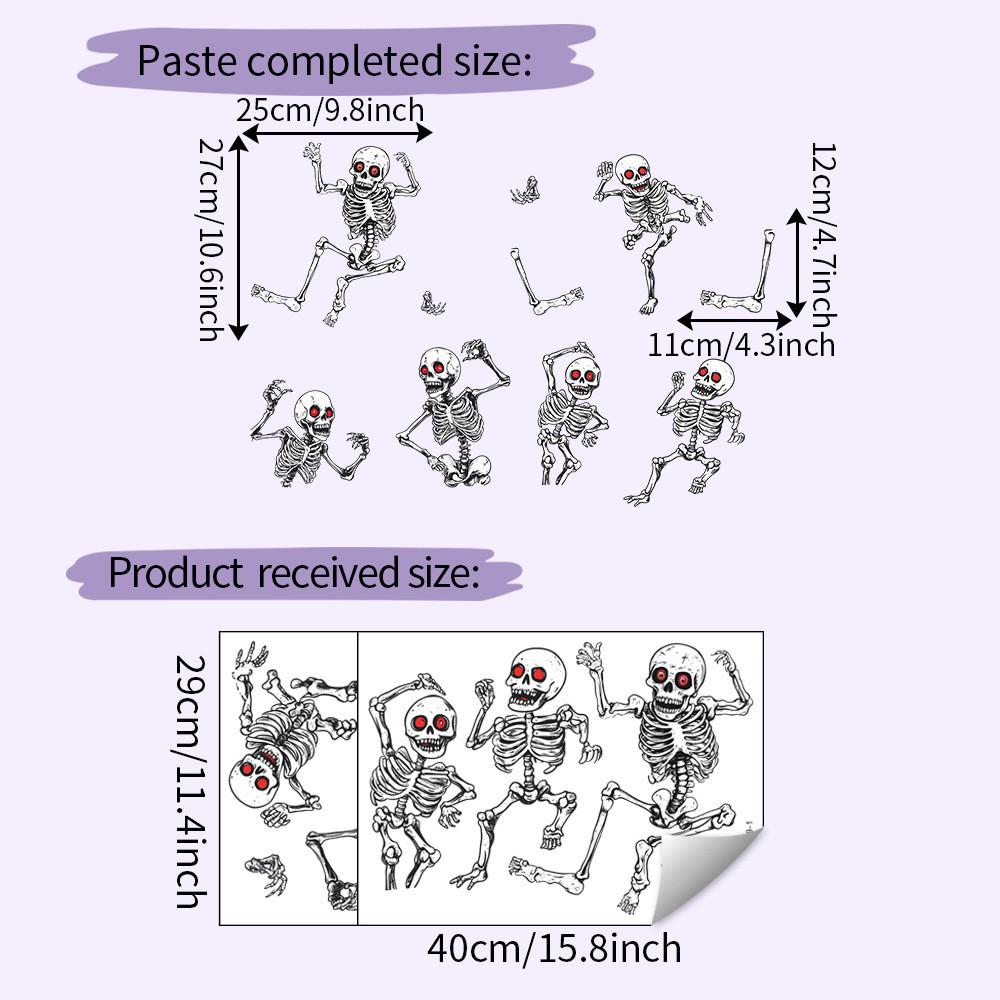 Uv Skeleton Halloween Static Glass Showcase Living Room Home Decor Stickers