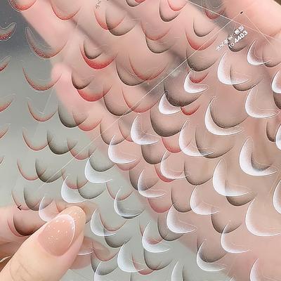1 Blatt Mode Französisch Gradient Nail Art Aufkleber dünne schwarze weiße Linie drücken auf Nägel Aufkleber Maniküre Dekorationen Diy