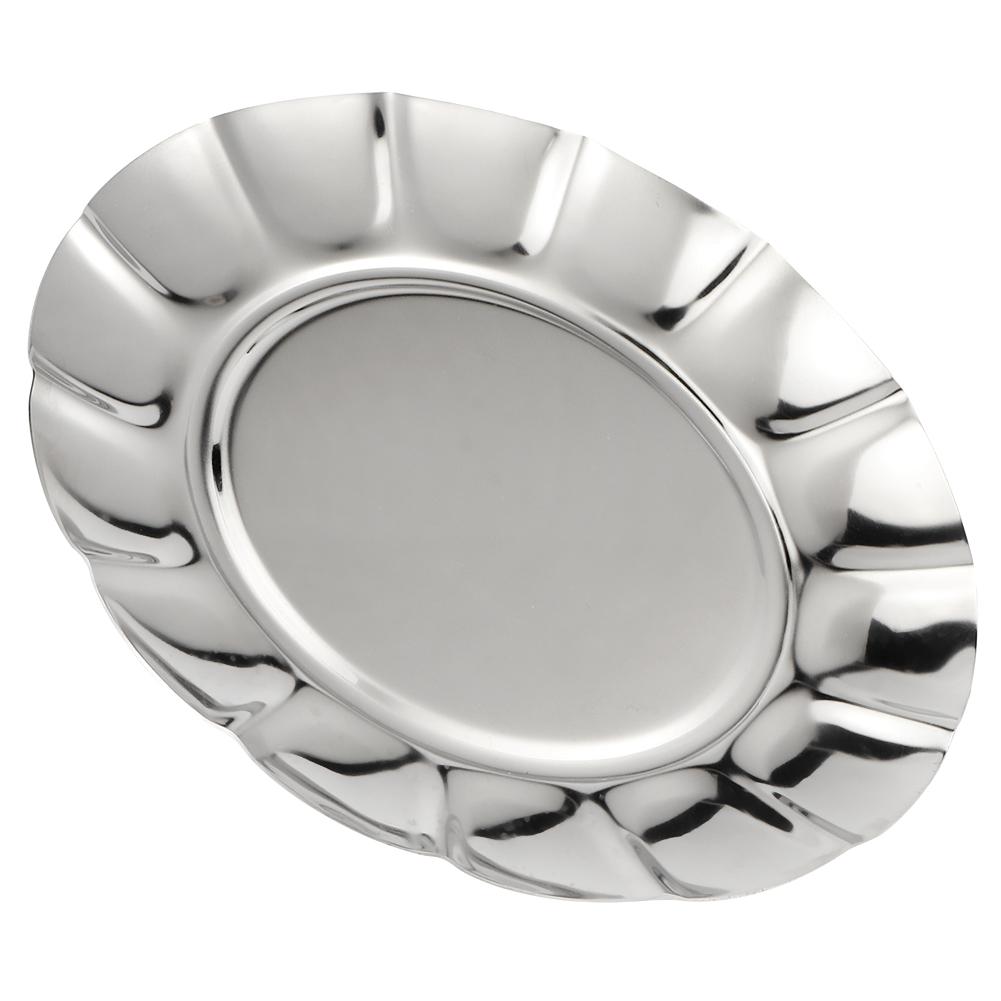 Stainless Steel Round Dinner Plate Dish Food Fruit Snacks Tray Tableware Kitchen Accessory7in