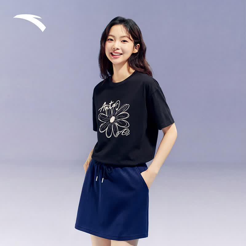 Anta Women s Retro Floral Cold Brew Short Sleeve T-Shirt XL