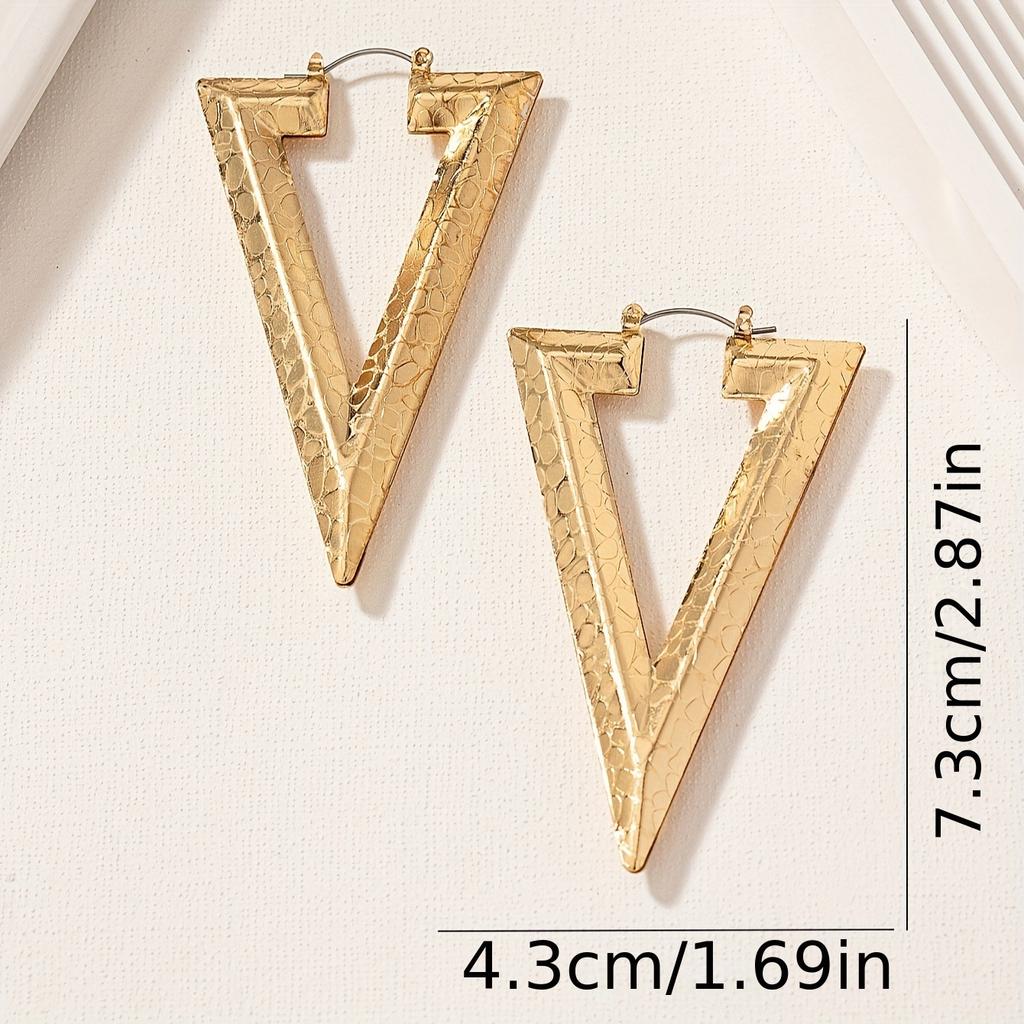Once Pair, Wind Metal Exaggerated Metal Exaggerated Temperament Geometric Triangle Fashion Simple Long Earrings