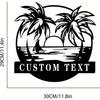 Custom Tailored Personalized Beach Decor Palm Tree Sign Outdoor Sunset Metal Sign