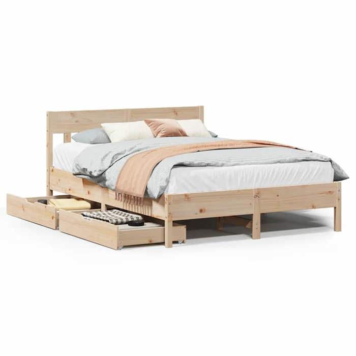 VidaXL Cadre de lit avec tête de lit 160x200 cm bois de pin massif, meuble de chambre à coucher, sommier, lit en bois, lit, 3301860