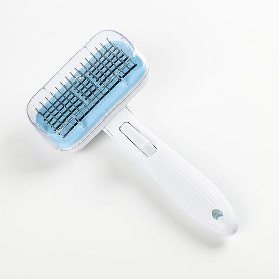 Pet Comb Anti-Slip Ergonomic Handle Grooming Rounded Needle Teeth One-Click Self-Cleaning Pet Grooming Tool