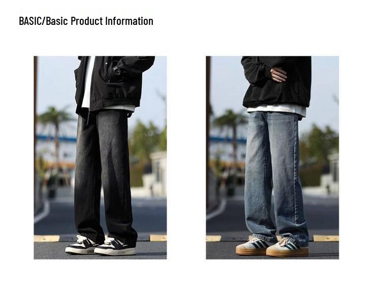 Retro americké pánské volné džíny s rovnými nohavicemi high street