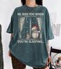 He Sees You When You're Sleeping Santa Shirt, Vintage 90s Christmas Tee, Rustic Holiday Pullover, Cozy Winter Shirt, Santa Sleigh Sweater