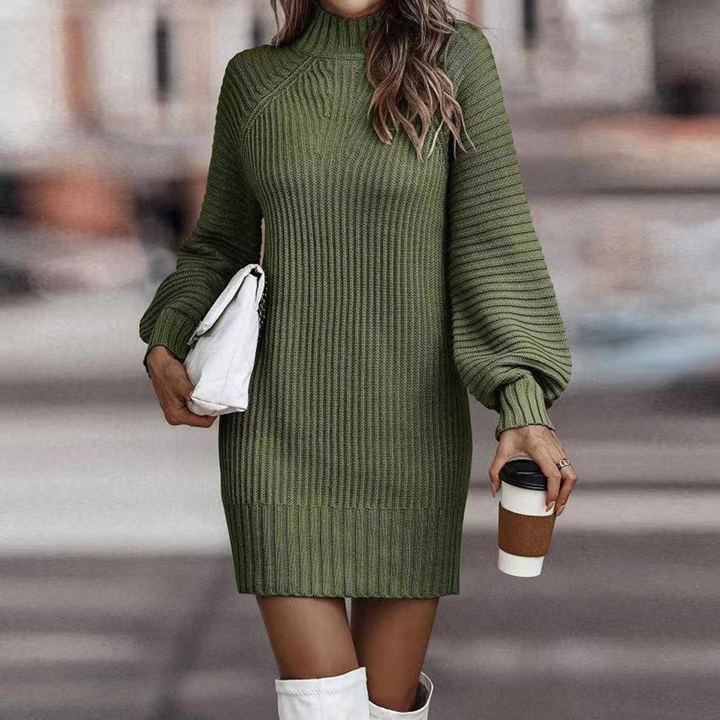 Abito lavorato a maglia da donna Dolcevita Abito maglione invernale Abiti lavorati a maglia Abito lungo in lana tinta unita midi