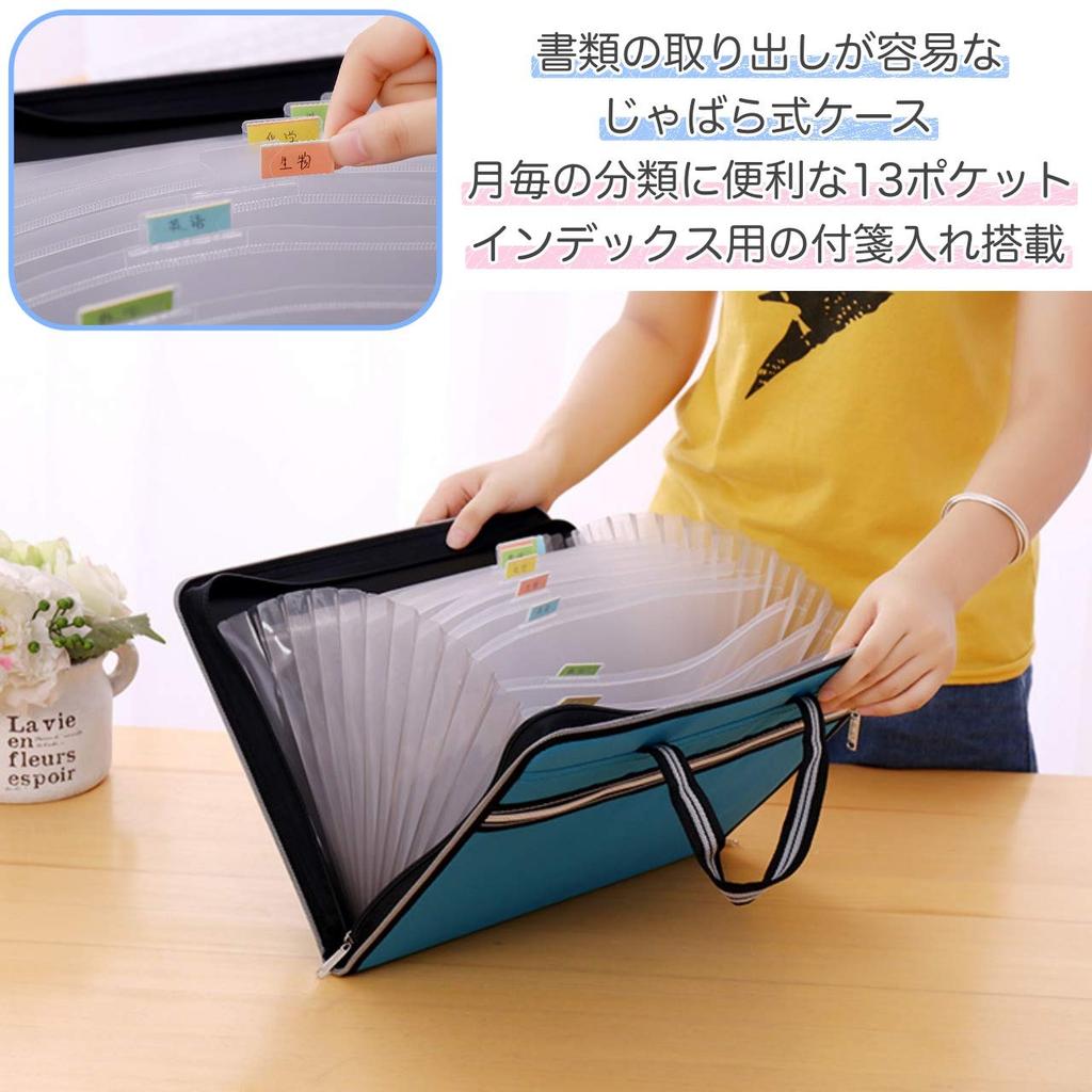 SHOP Document File A4 13 Pockets Accordion Style Organized Storage Portable Waterproof Bag Clear Holder Tote OF337 MT's (Red)