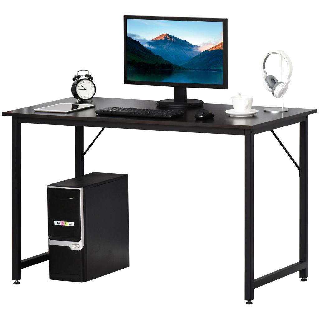 Computer Desk Writing Table Home Office Work Study W/ Metal Frame Melamine MDF Adjustable Feet Stable Black