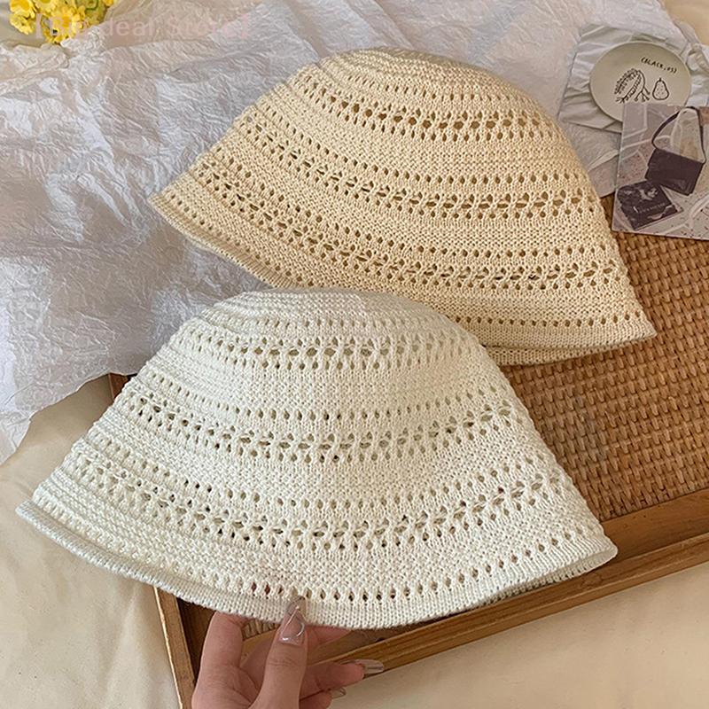 2025 Women's Summer Hollow Knitted Sun Protection Hat, Versatile Fashion Pot Hat for Leisure, UV Protection