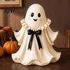 Halloween Tabletop Ornaments Resin Ghost Figurine with Wicker Basket Cute Healing Decorations Decor Holiday Ornament Organizer for Entryway
