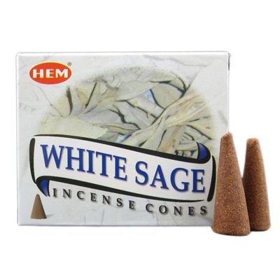 Hem Incense Cones - White Sage - Pack of 12 Boxes of 10 Cones - Free Shipping