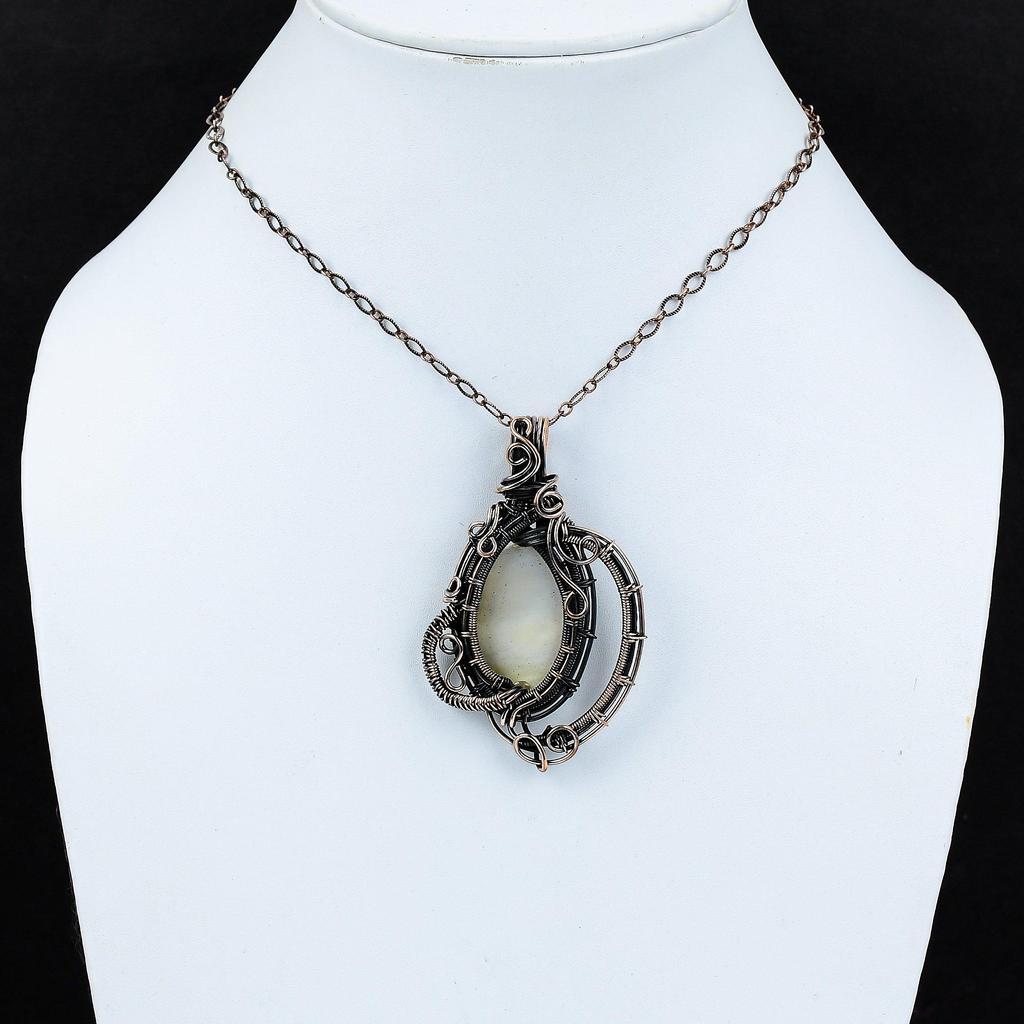 Mother Of Pearl Pendant Copper Wire Wrapped Pendant Elegant Pendant Handmade Copper Jewelry Gemstone Pendant Gift For Her Wire Wrap Jewelry