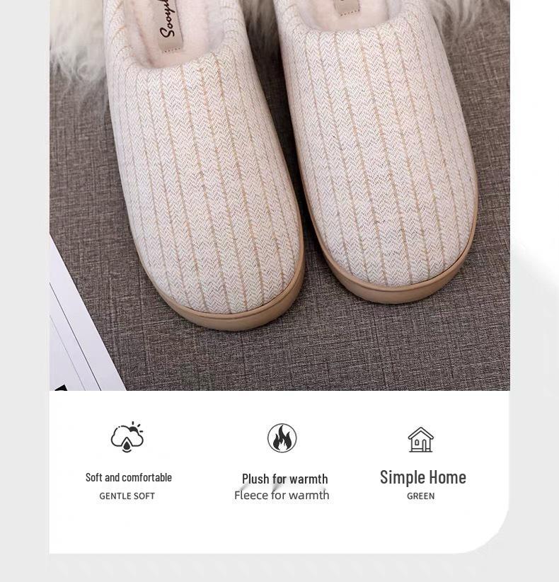 Japanese Silent Cotton Slippers - Soft Sole Indoor Footwear for Wooden Floors, Winter Warmth for Men and Women