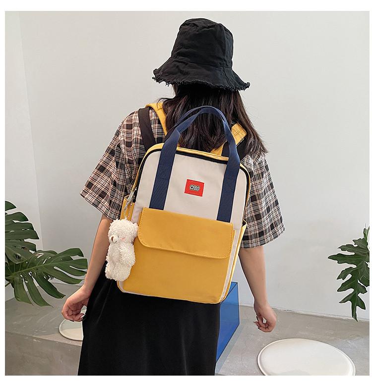 Urban Minimalist Style Nylon Fabric Backpack With Color Blocking Popular Element For Casual Travel