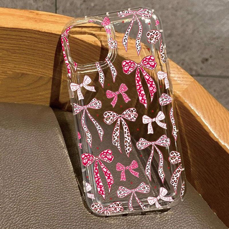 Christmas Candy Cane & Bow Transparent Phone Case For Xiaomi Redmi Note 13 12 Pro Plus 5G 11 10 Redmi 13 12 13C 12C Clear Cover