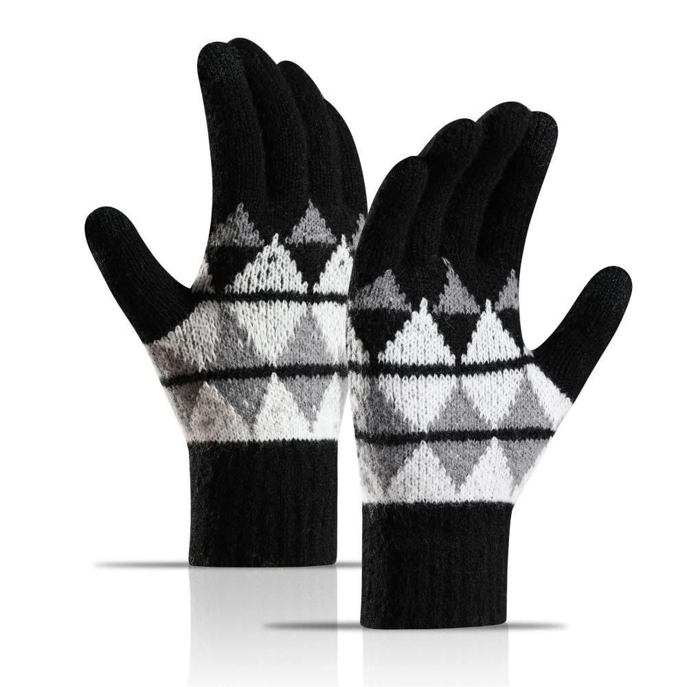 Thickened Winter Gloves Touchscreen Finger Separated Warm Gloves Cute Knitted Gloves  Autumn Winter