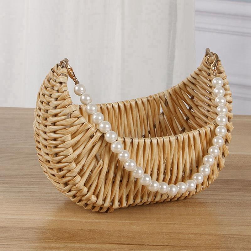 Жемчужная цепочка ручка плетеная корзина для цветов свадебная корзина