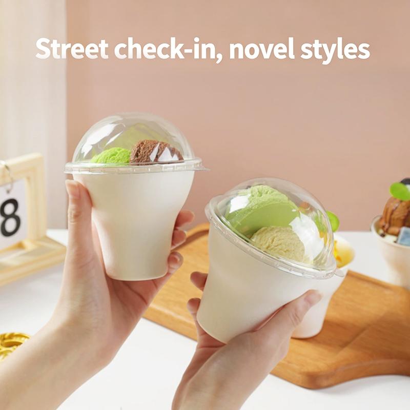 10Pcs Disposable Ice Cream Cup Dessert Cake Paper Cup Shaved Ice Yogurt Bowl Food Grade Tiramisu Dessert Pulp Cups