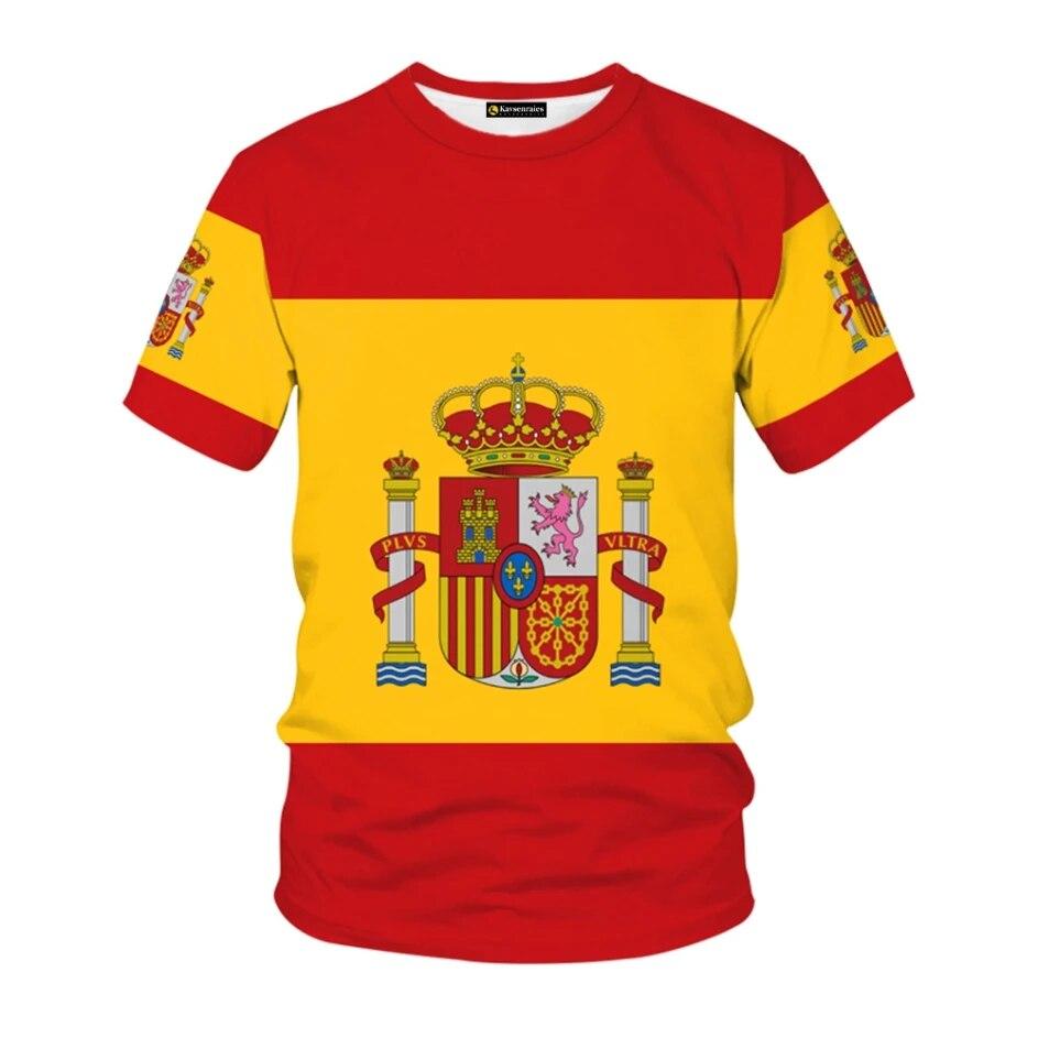 Národní znak Espana 3D tisk Léto Pánské tričko s výstřihem do O Neformální trička s krátkým rukávem Nadměrná trička Móda Trička Pánské Oblečení