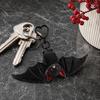 Versatile Keychain 1/2/3Pcs Pendant, Black Alloy Spring Buckle Key Chain, Double-Layer Plush Bat Denim Bag Charm Wings Holder, Goth Style Red