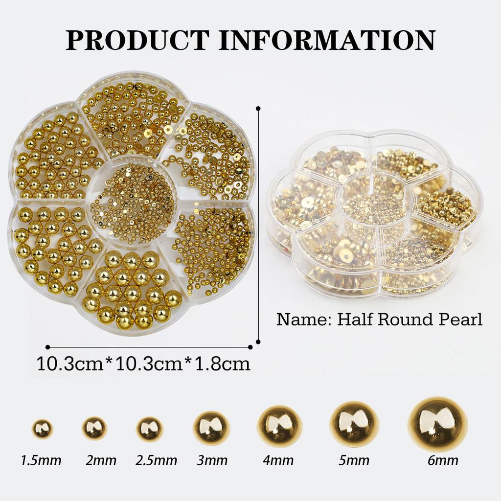 Semicircular Ab Pearl 7 Grid Plum Blossom Box Color Nail Art Pearl Diy Resin Pearl Nail Art Jewelry