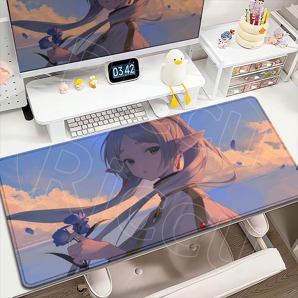 HD Printing Frieren At the Funeral Mousepads Anti-Slip Rubber Bottom Mousepad Large Size Esports Games Office Desk Pad Table Mat