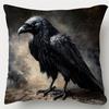 1 Piece 18x18 Inch Super Soft Short Plush Pillowcase - Black Crow Oil Painting Print
