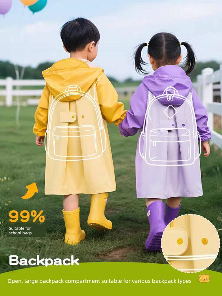 Children's Raincoat 2026 New Model, Long Rain Poncho for Kindergarten Students, Lightweight for Boys and Girls
